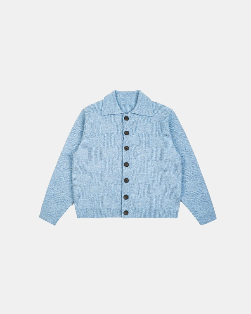 Block Synogram Textured Knit Button Cardigan