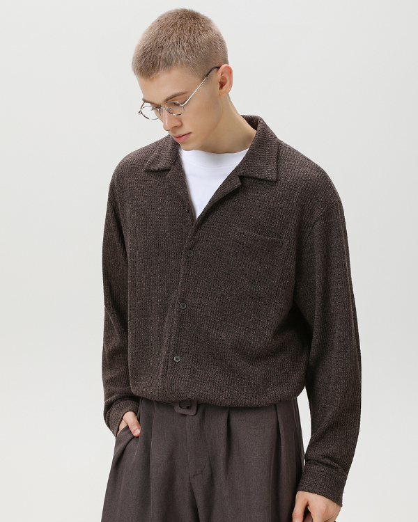 Textured Button-Up Overshirt