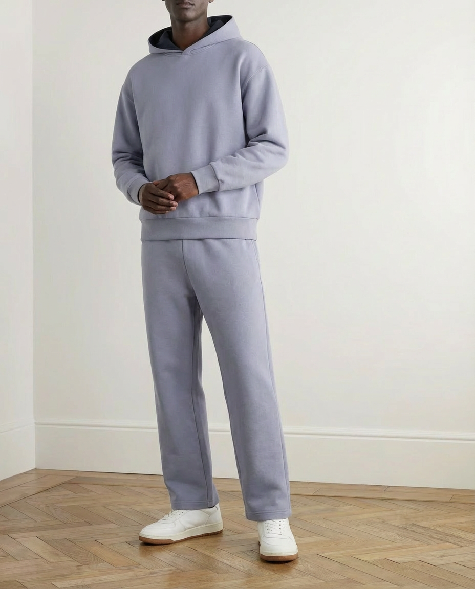 2-piece Loose Fit Hoodie and Joggers Set - Light Blue