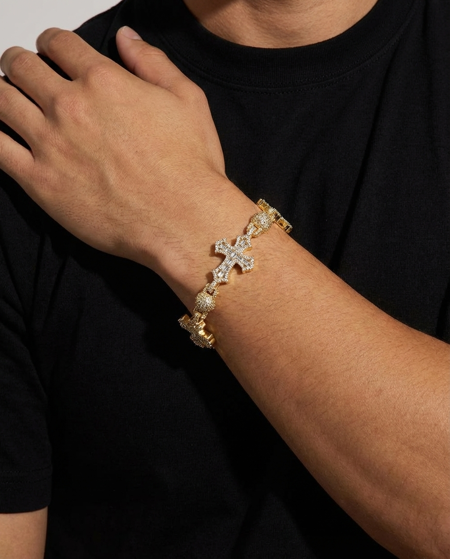 Iced Cross Link Bracelet