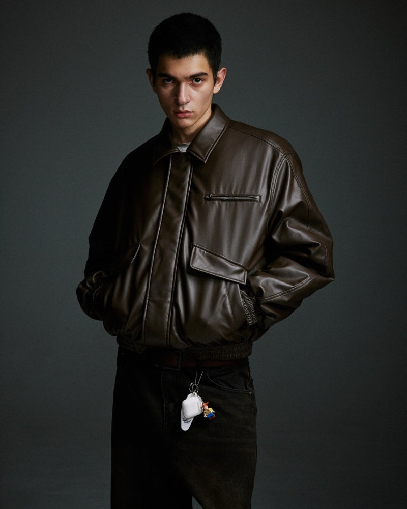 Urban Edge Faux Leather Bomber