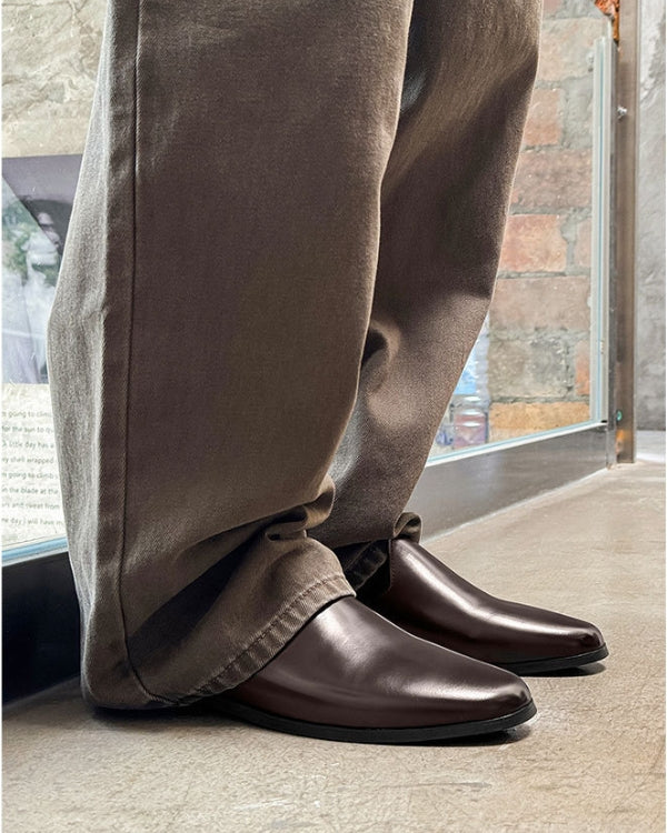 Leather Slip Slide Mules Loafers