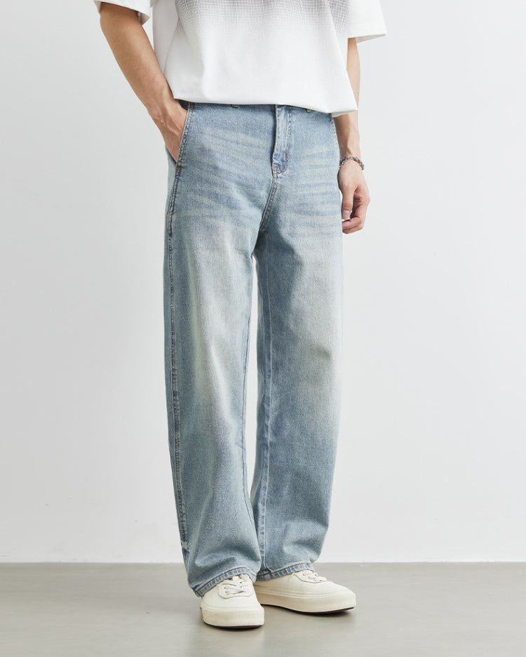 Relaxed Vintage Wash Straight-Leg Jeans