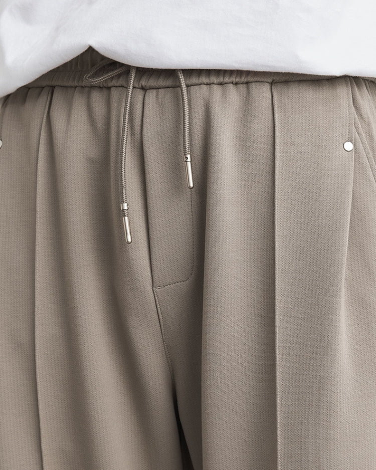 Soft Feel Straigh Leg Trousers with Waistband and Drawstrings