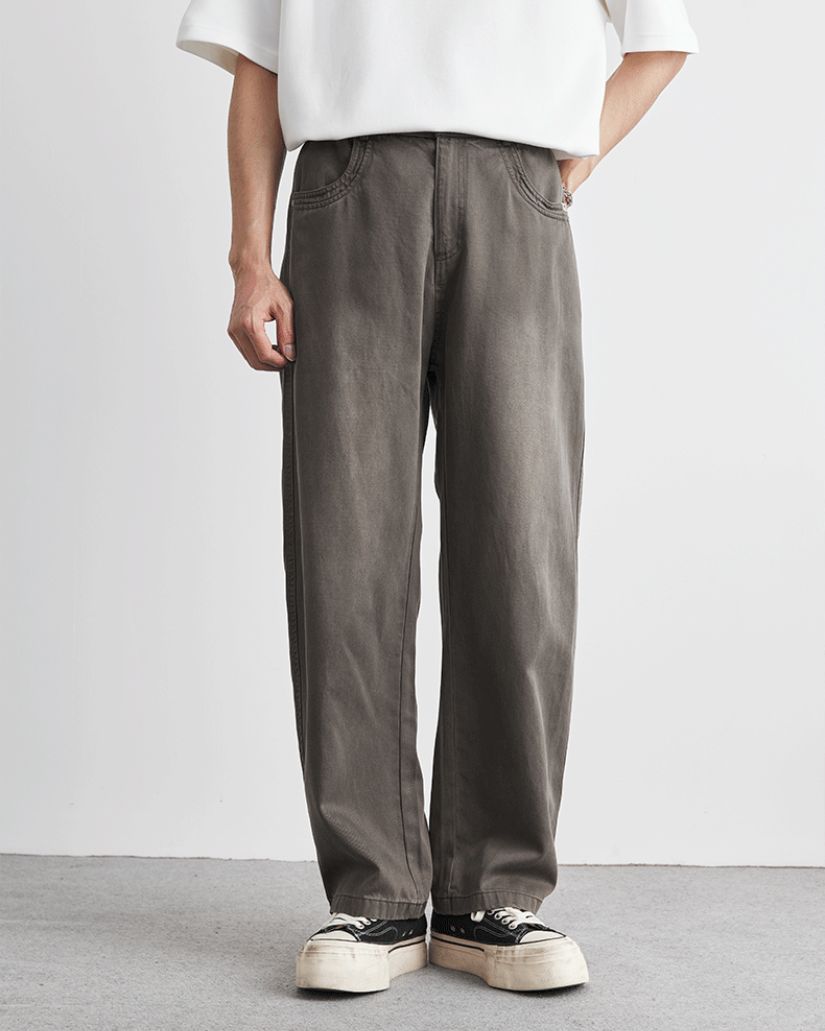 Washed Easy Straight-Leg Denim Jeans