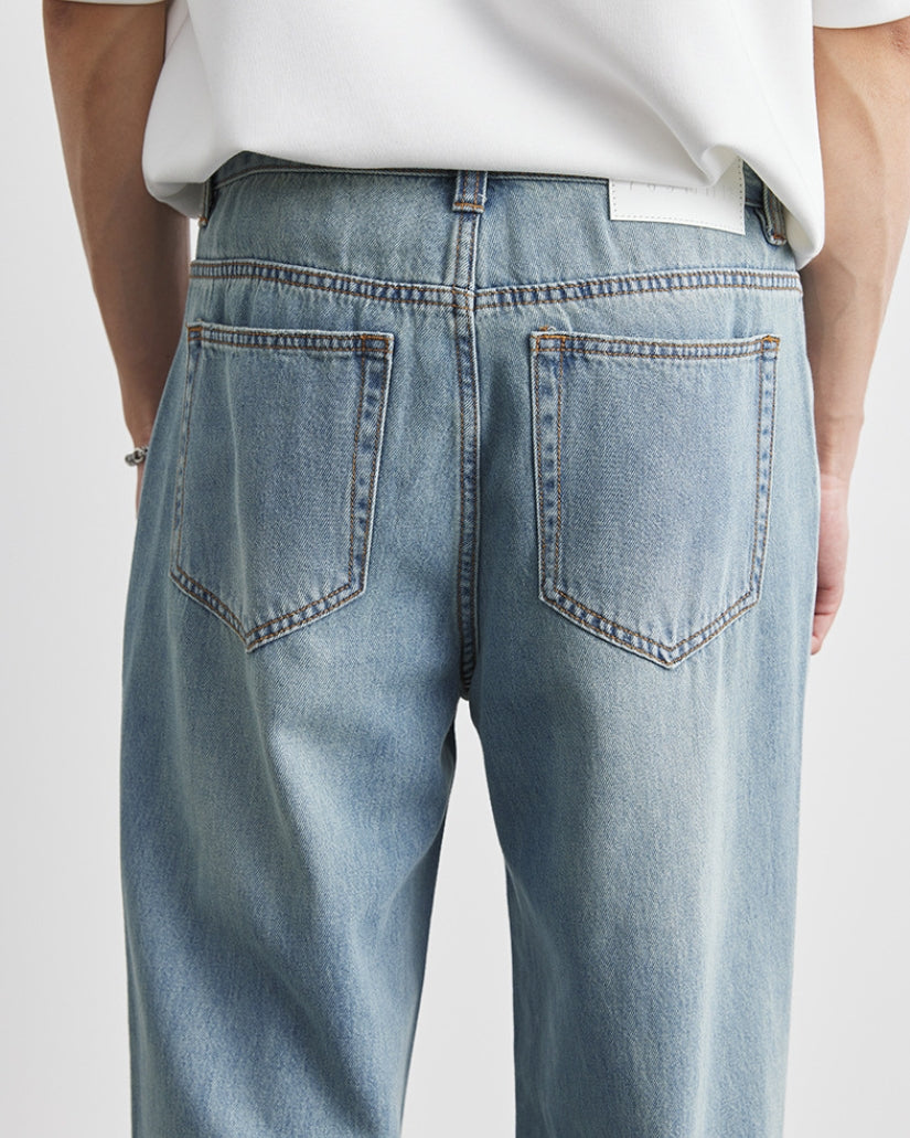Relaxed Fit Washed Denim Jeans