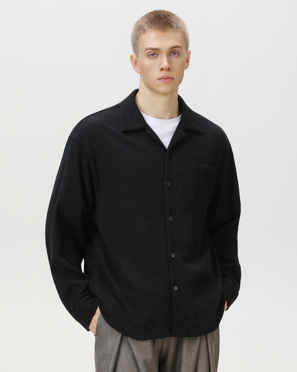 Textured Button-Up Overshirt