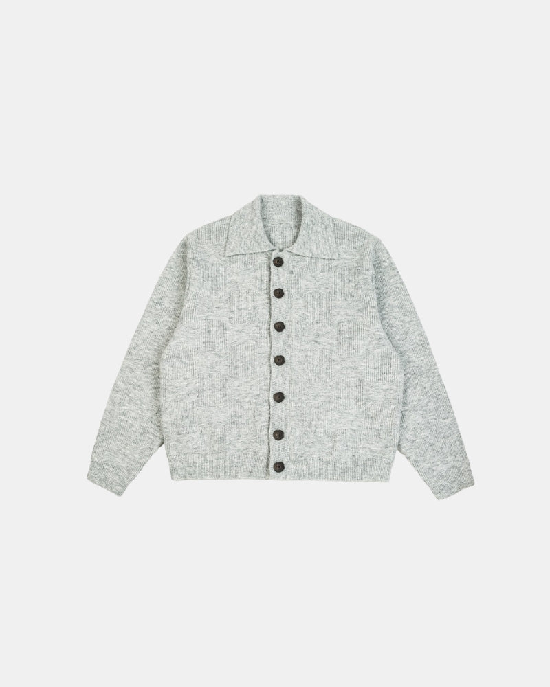 Block Synogram Textured Knit Button Cardigan