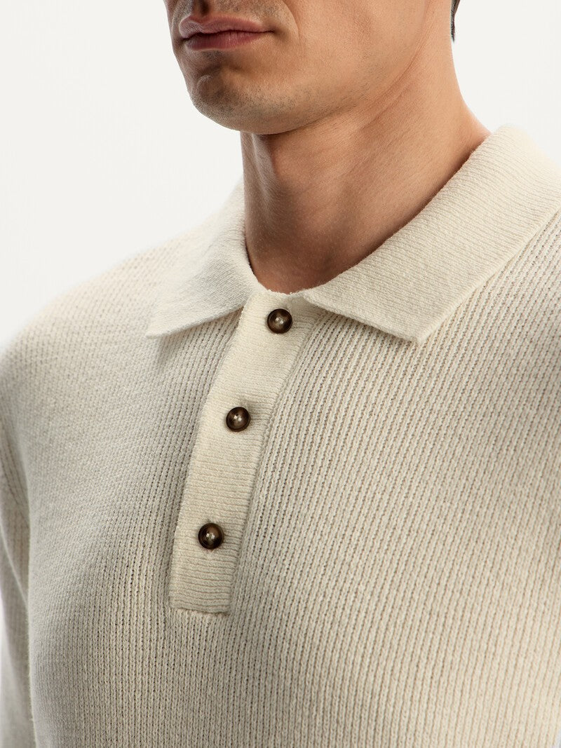 Cotton and linen polo shirt Milk