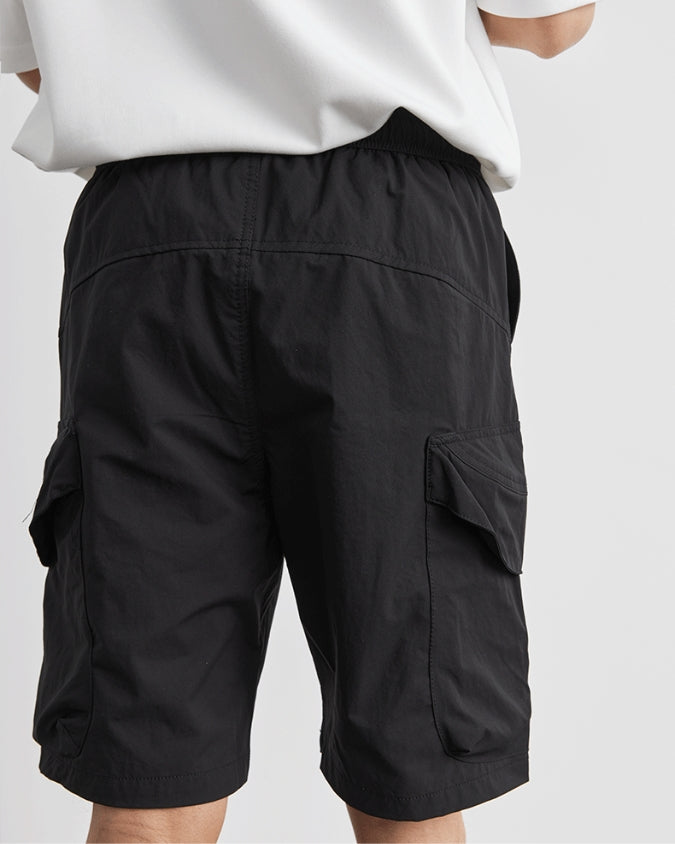 Wide Relaxed Cargo Shorts with Drawstrings