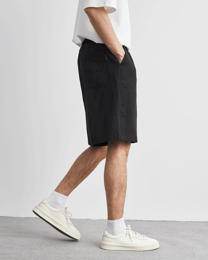 Wide Relaxed Linen Shorts with Drawstrings