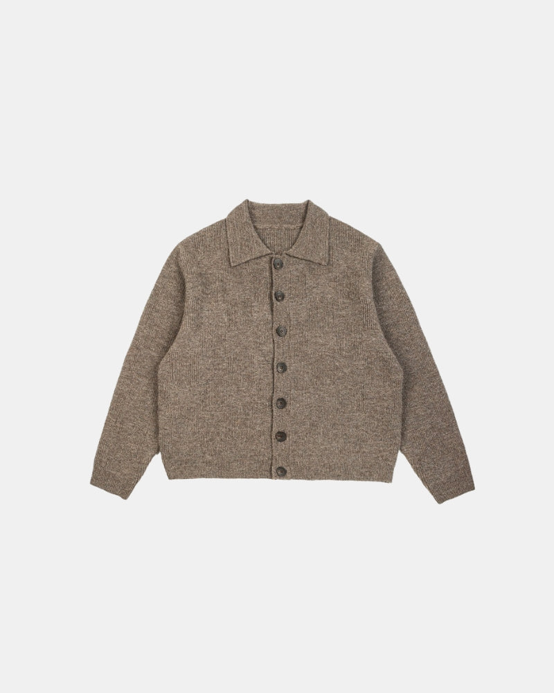 Block Synogram Textured Knit Button Cardigan