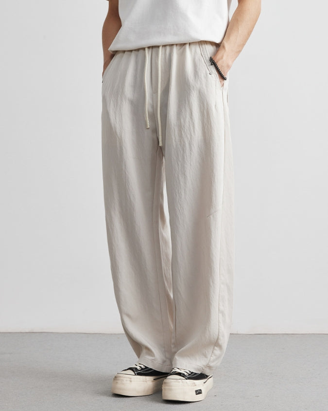 Tencel Loose Drawstrings Jogger Trousers
