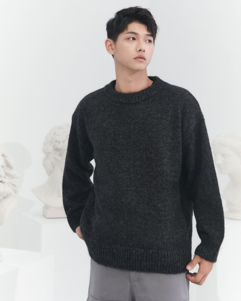 Relaxed Fit Blend Crewneck Knitted Sweater
