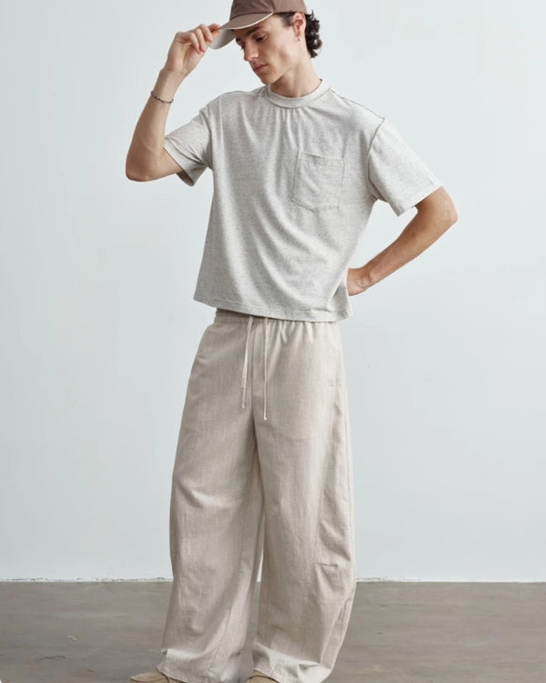 Wide Fit Linen Trouser Pants