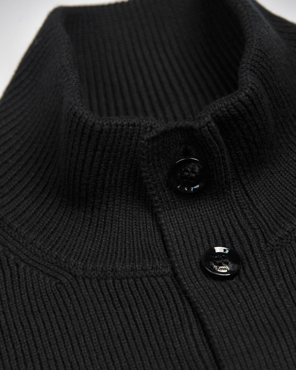 Black Ribbed Button Closure Cardigan