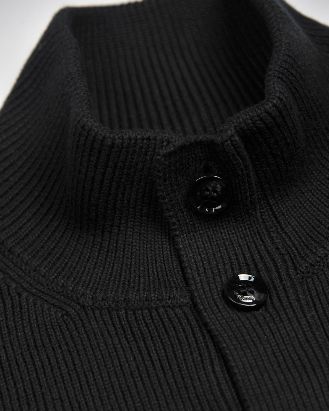 Black Ribbed Button Closure Cardigan
