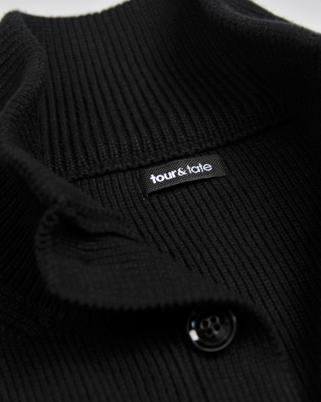 Black Ribbed Button Closure Cardigan