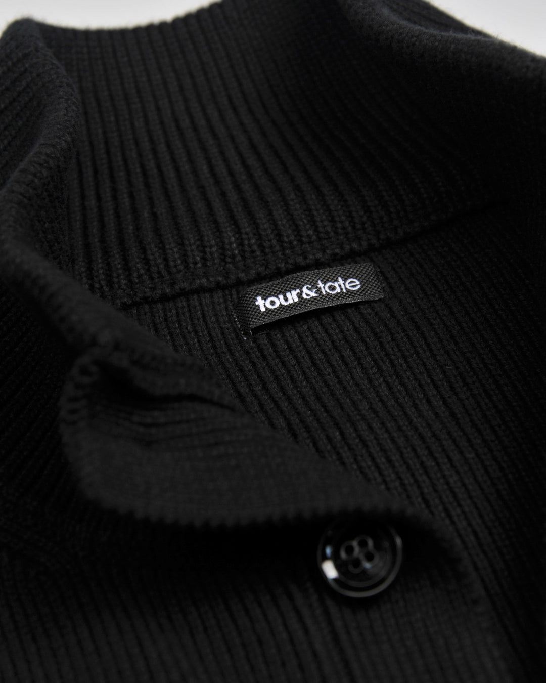 Black Ribbed Button Closure Cardigan