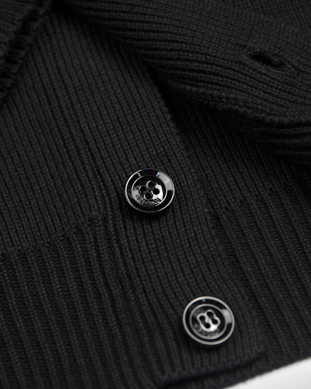 Black Ribbed Button Closure Cardigan