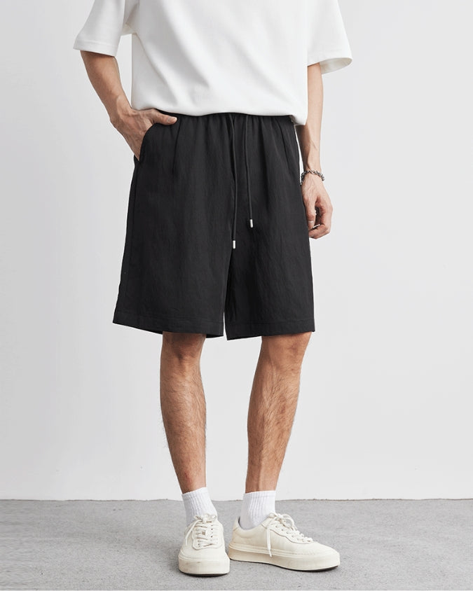 Wide Relaxed Linen Shorts with Drawstrings