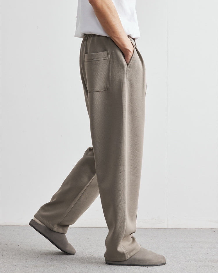 Soft Feel Straigh Leg Trousers with Waistband and Drawstrings