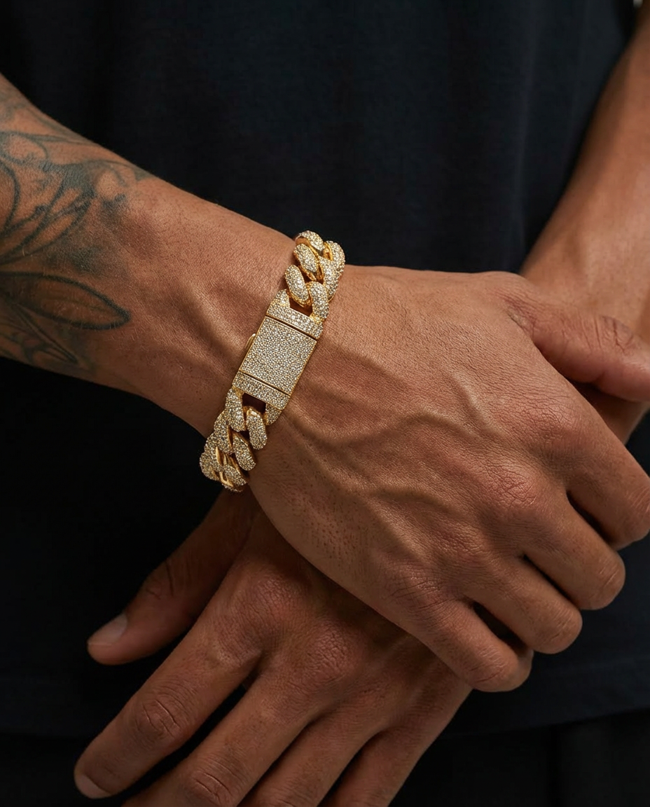 Double-Link Iced Cuban Bracelet
