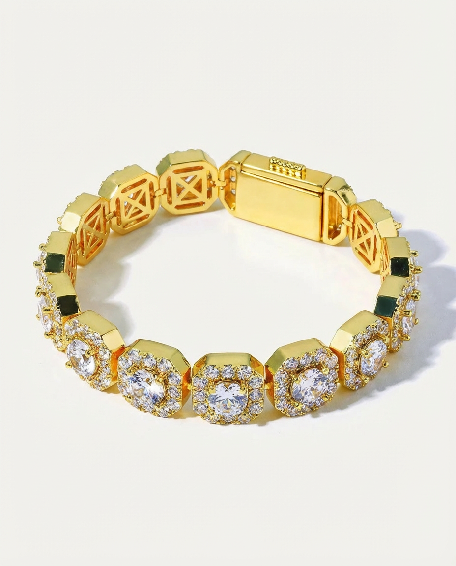 Iced Square Halo Bracelet