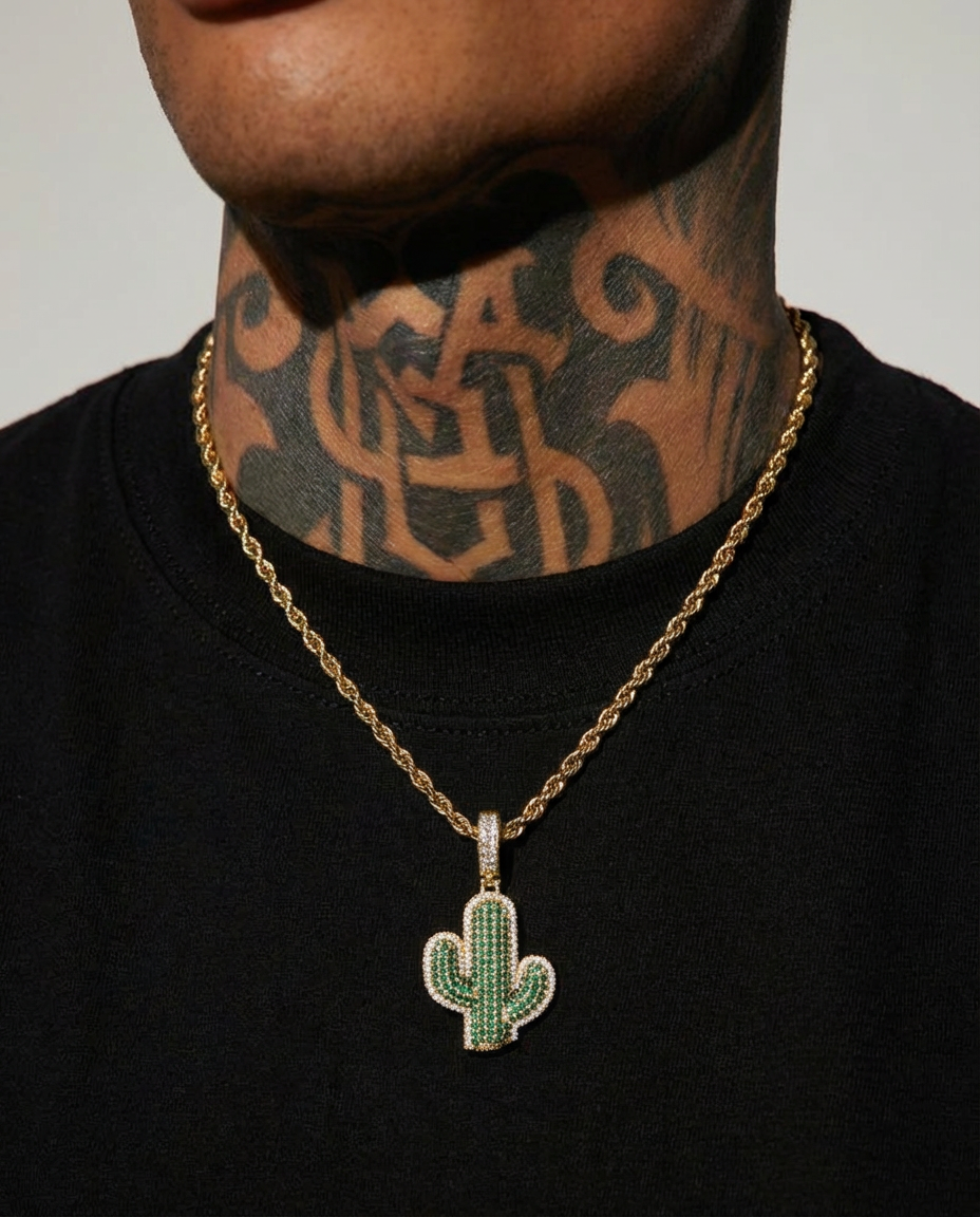 Emerald Cactus Pendant Chain