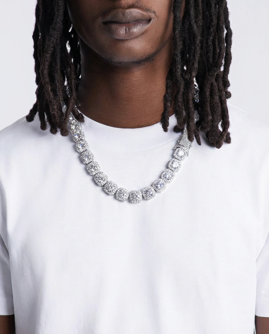 Octagon Halo Iced Link Chain