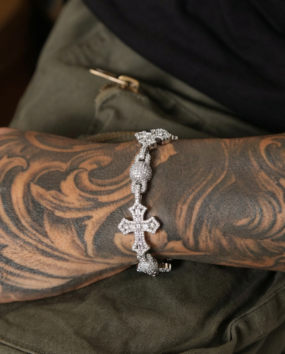 Iced Cross Link Bracelet