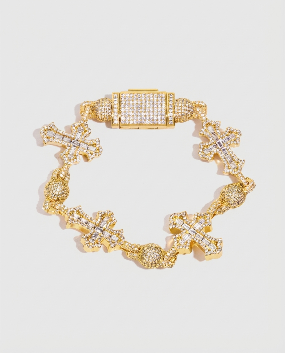 Iced Cross Link Bracelet