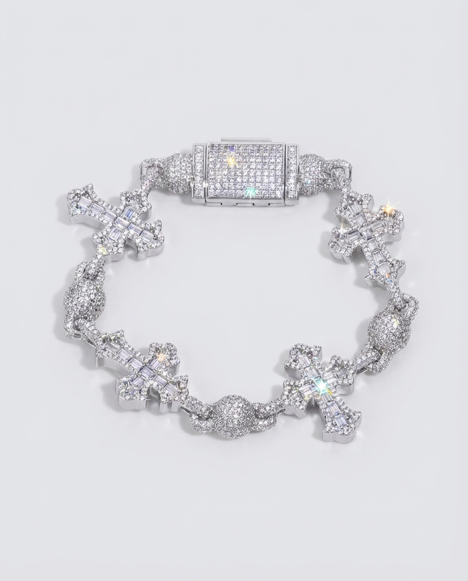 Iced Cross Link Bracelet