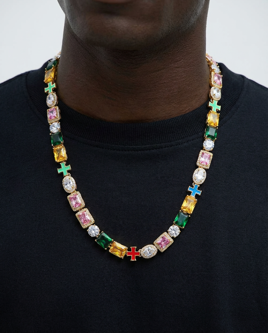 Royal Mosaic Cross Necklace