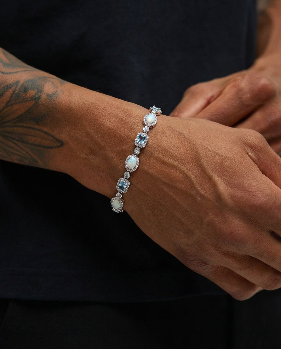 Aurora Opal & Blue Baguette Tennis Bracelet