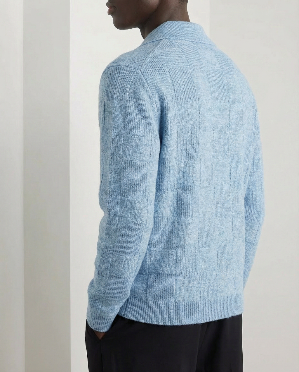 Block Synogram Textured Knit Button Cardigan
