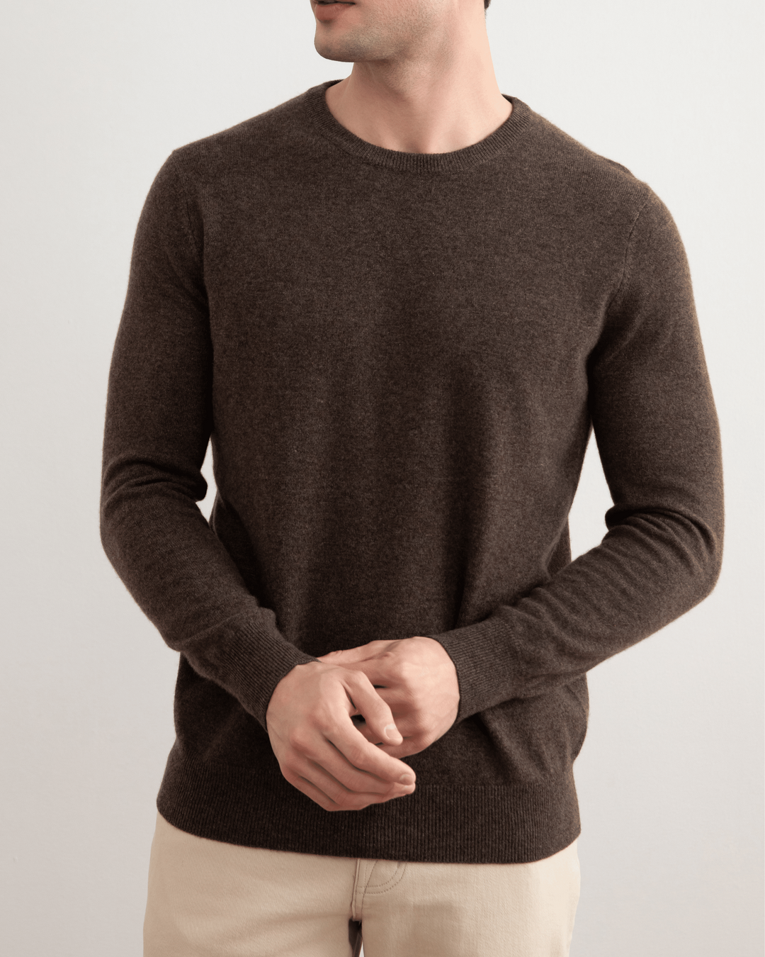 Brown Mélange Cashmere Crewneck