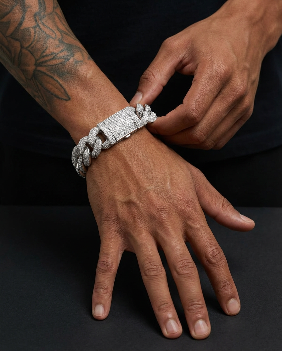 Double-Link Iced Cuban Bracelet