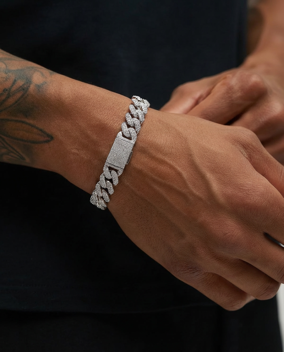 Fully Iced Cuban Link Bracelet – Gold Edition