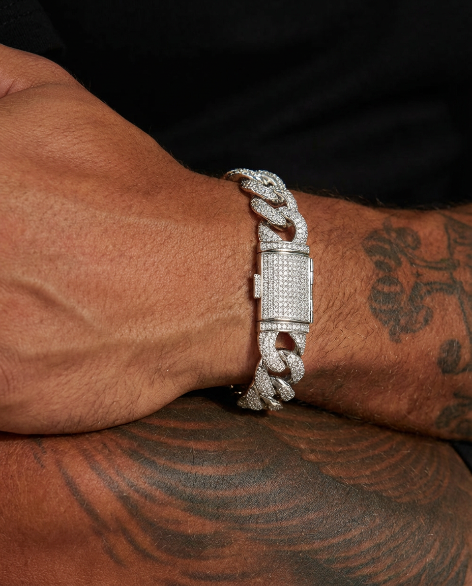 Fully Iced Locked Cuban Bracelet