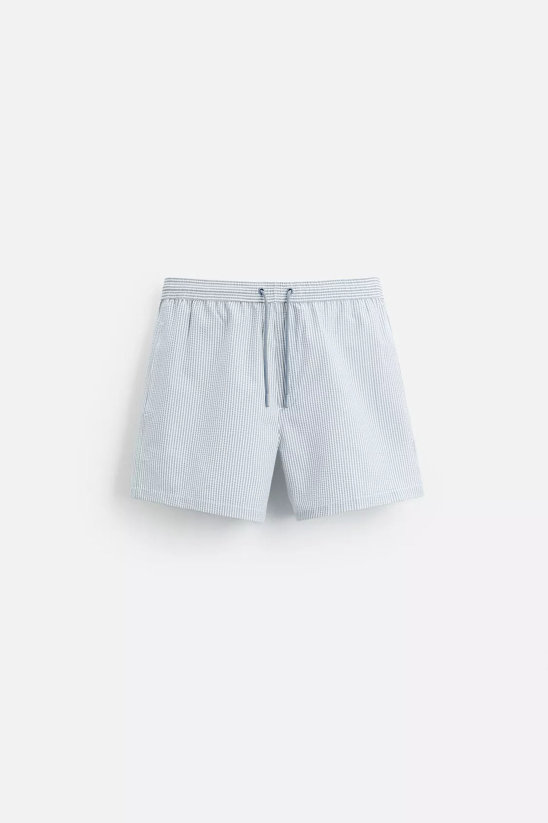 SEERSUCKER MID-LENGTH SWIMMING TRUNKS - Ocean Blue
