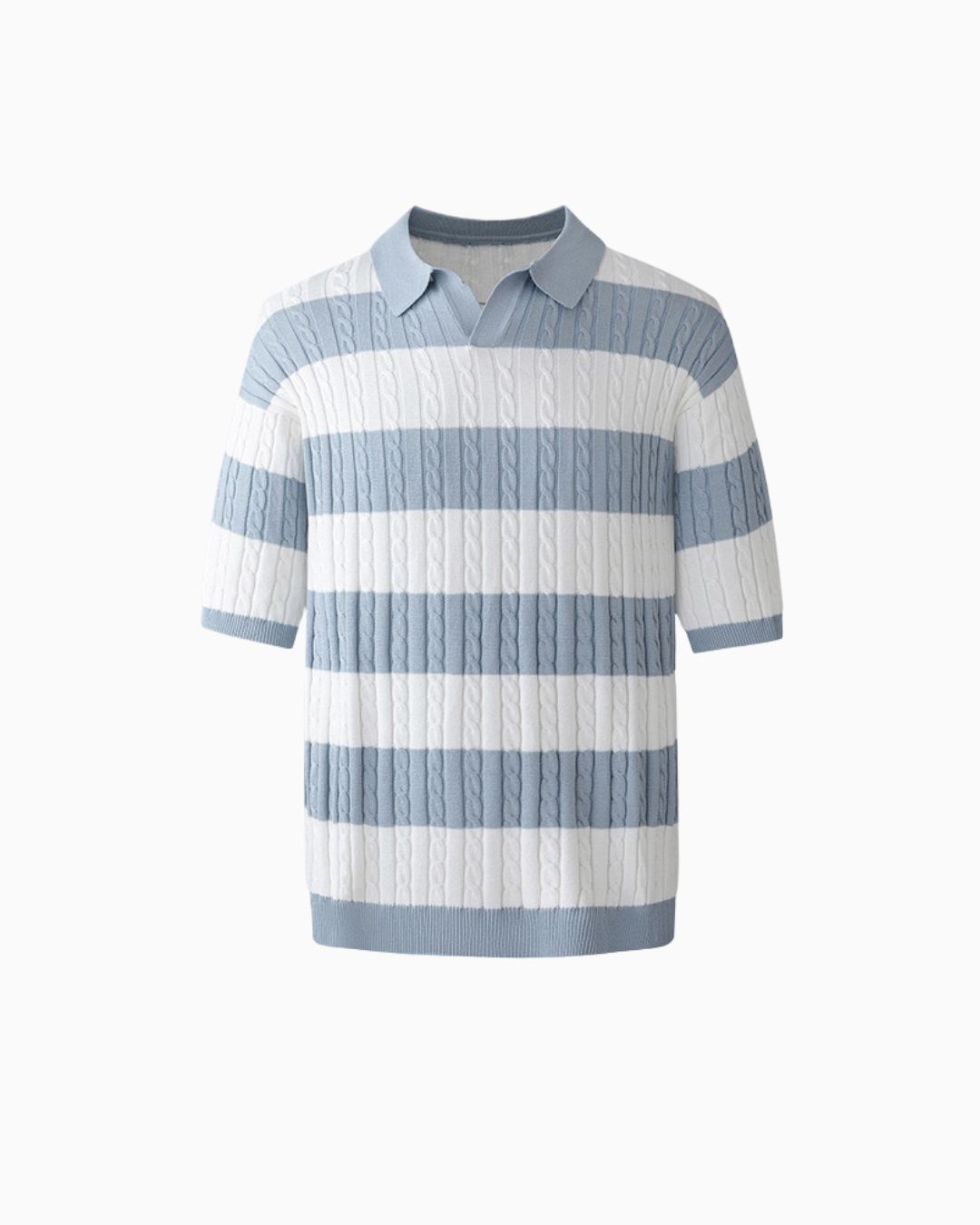 Cable‑Knit Striped Polo