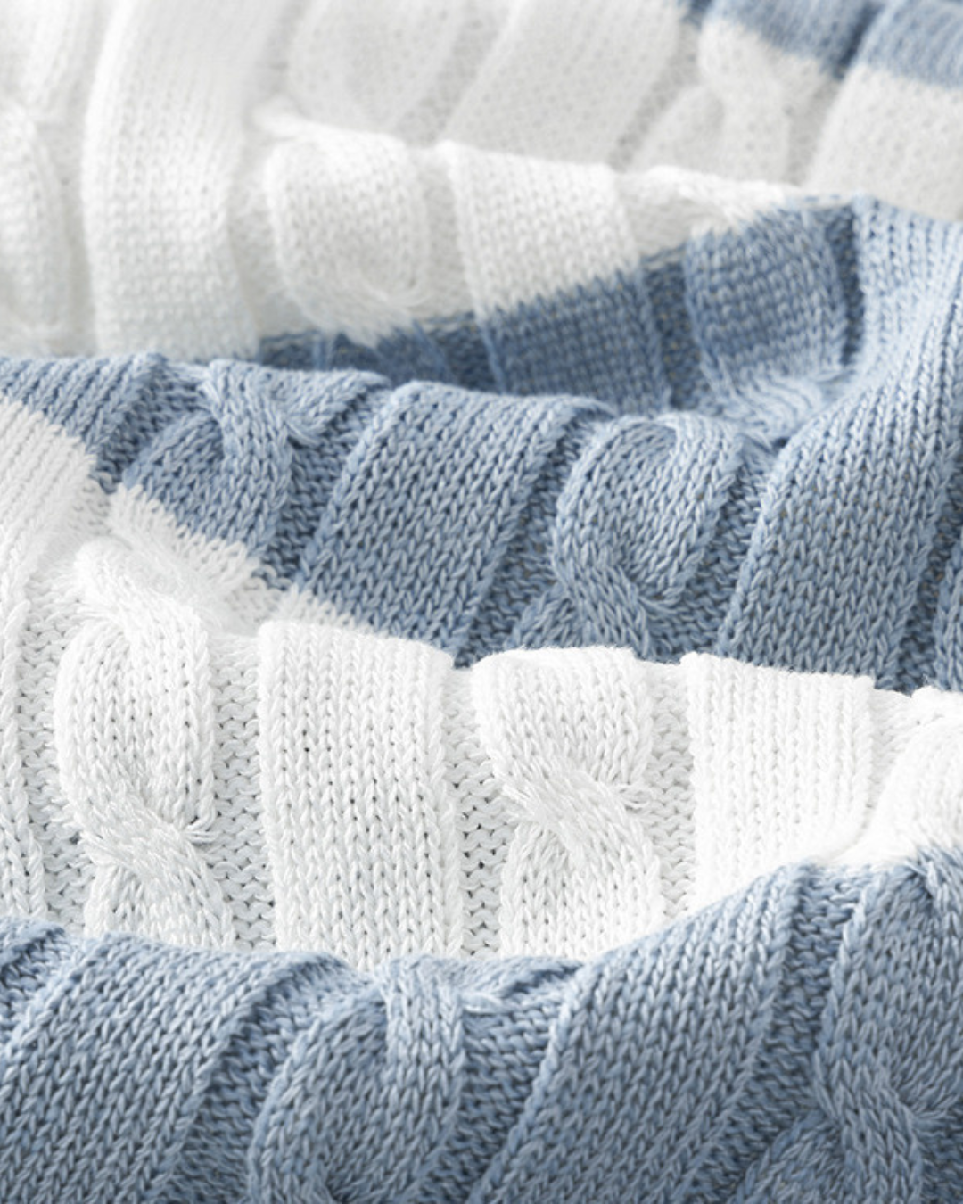 Cable‑Knit Striped Polo