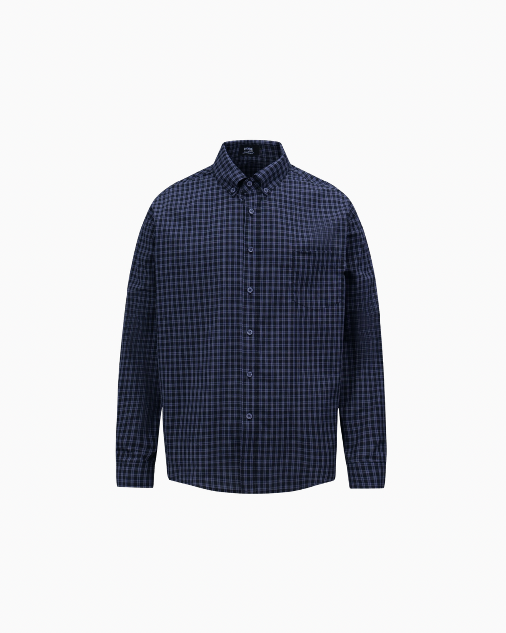 Navy Check Button‑Down Shirt