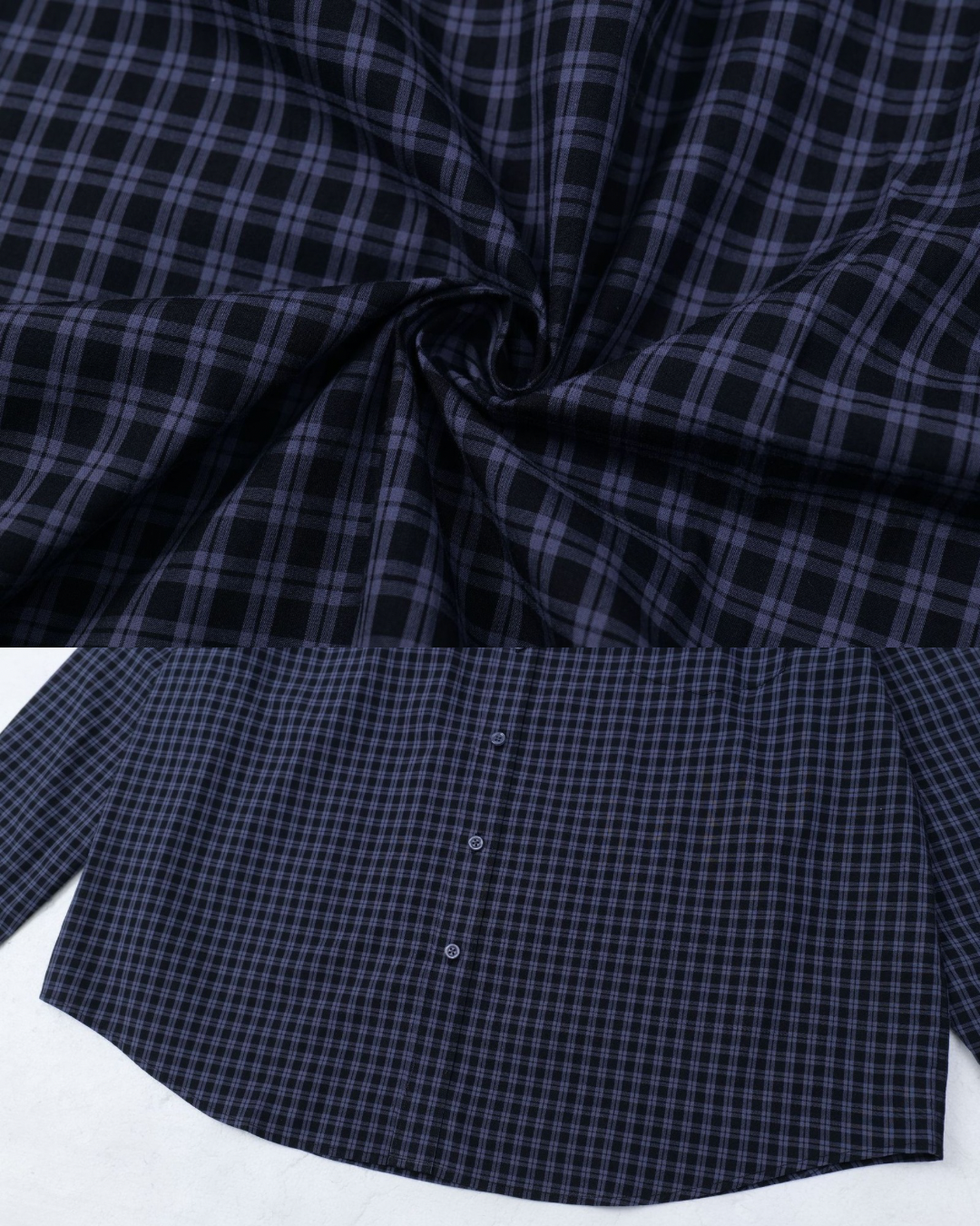 Navy Check Button‑Down Shirt