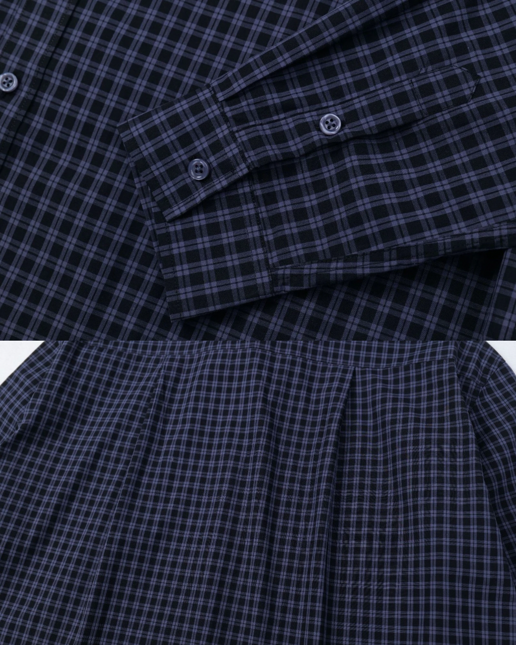 Navy Check Button‑Down Shirt