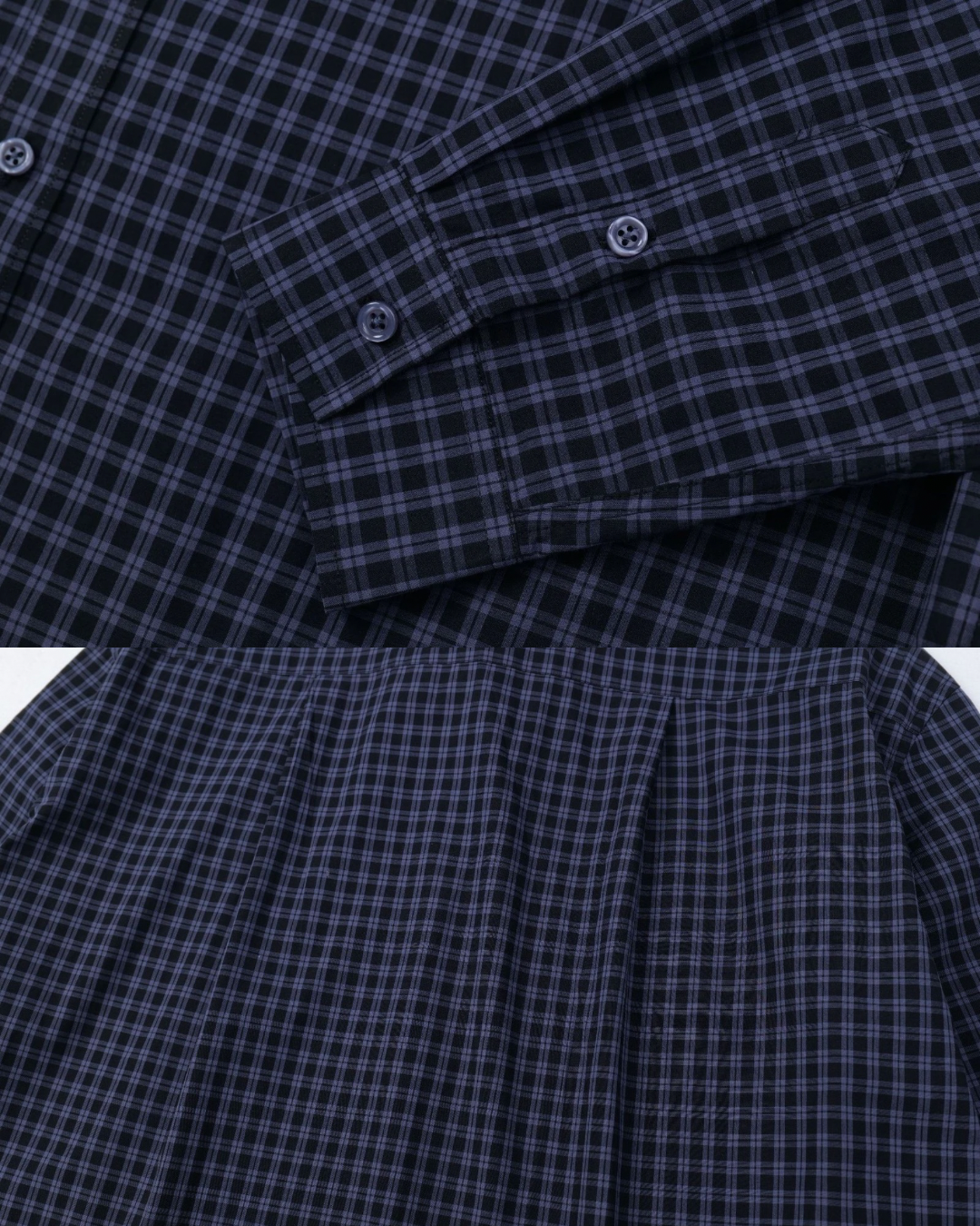 Navy Check Button‑Down Shirt