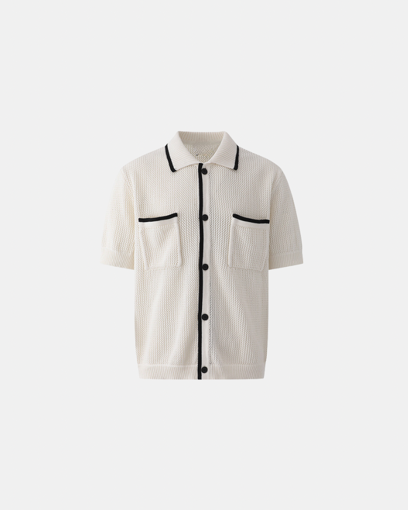Contrast Trim Textured Knit Shirt