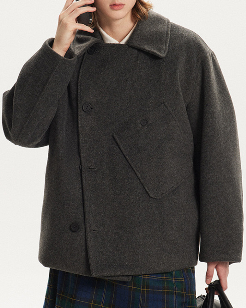 Asymmetric Pocket Wool Jacket