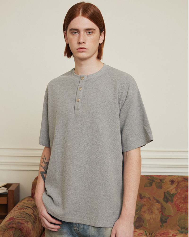 Relaxed Henley Collar Tee